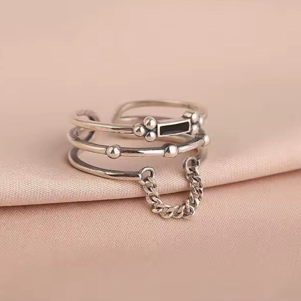 The mini chain adjustable ring in 925 silver